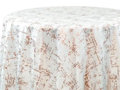 White Etched Velvet Tablecloth – Rose Gold Patterned Luxury Linen