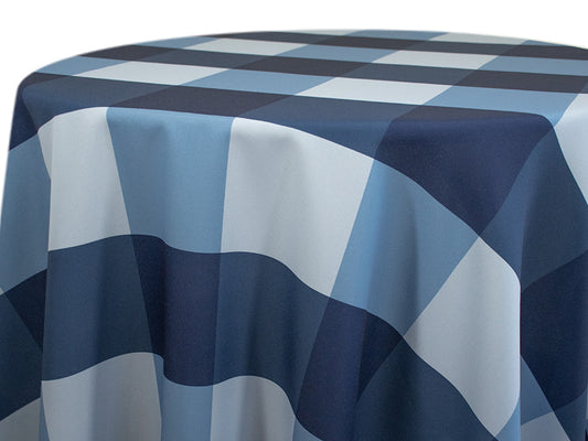 Big Plaid Navy Tablecloth – Bold Blue Checkered Linen for Casual Events