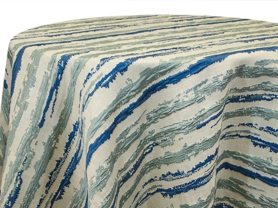 Bubble Bark Tablecloth – Blue & Green Watercolor Texture Linen