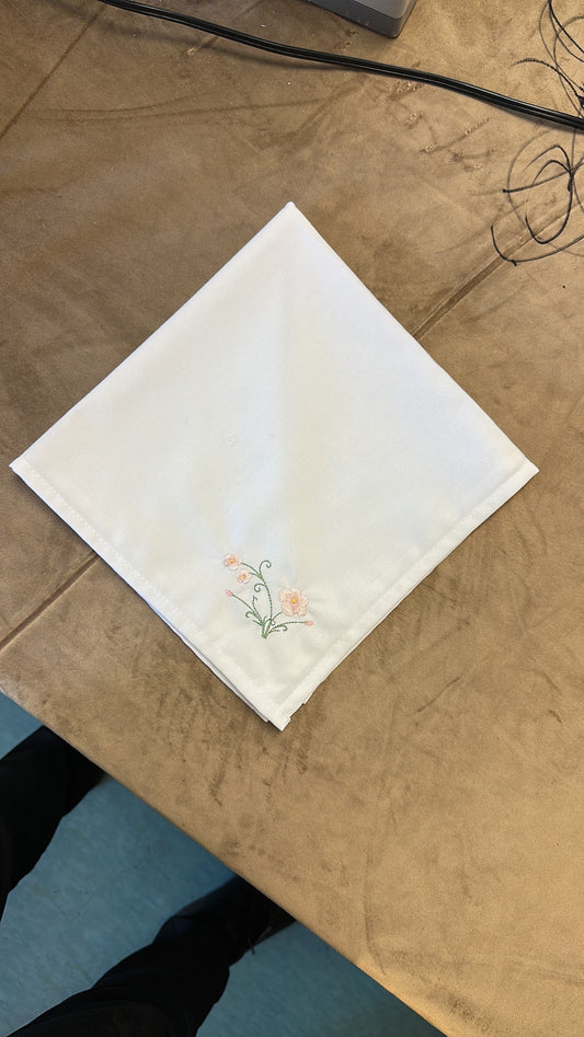 White Embroidered Napkin – Elegant Poly Linen