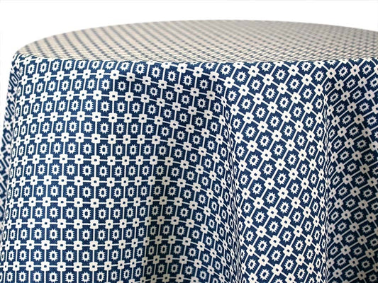 Santa Fe Indigo Tablecloth – Woven Panama Print