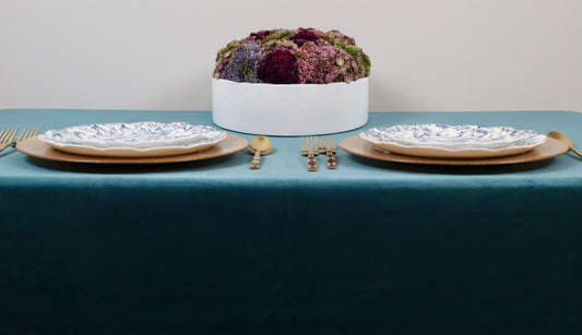 Ocean Velvet Tablecloth – Teal Luxury Linen for Coastal & Elegant Events