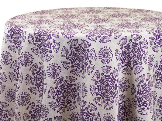 Just Dandy Purple Tablecloth – Vintage Floral Linen for Events