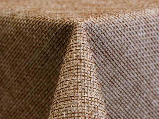Nougat Rattan Tablecloth – Textured Woven Linen for Rustic Chic Events
