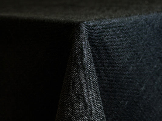 Black Panama Tablecloth – Textured Polyester Event Linen for Elegant Setups