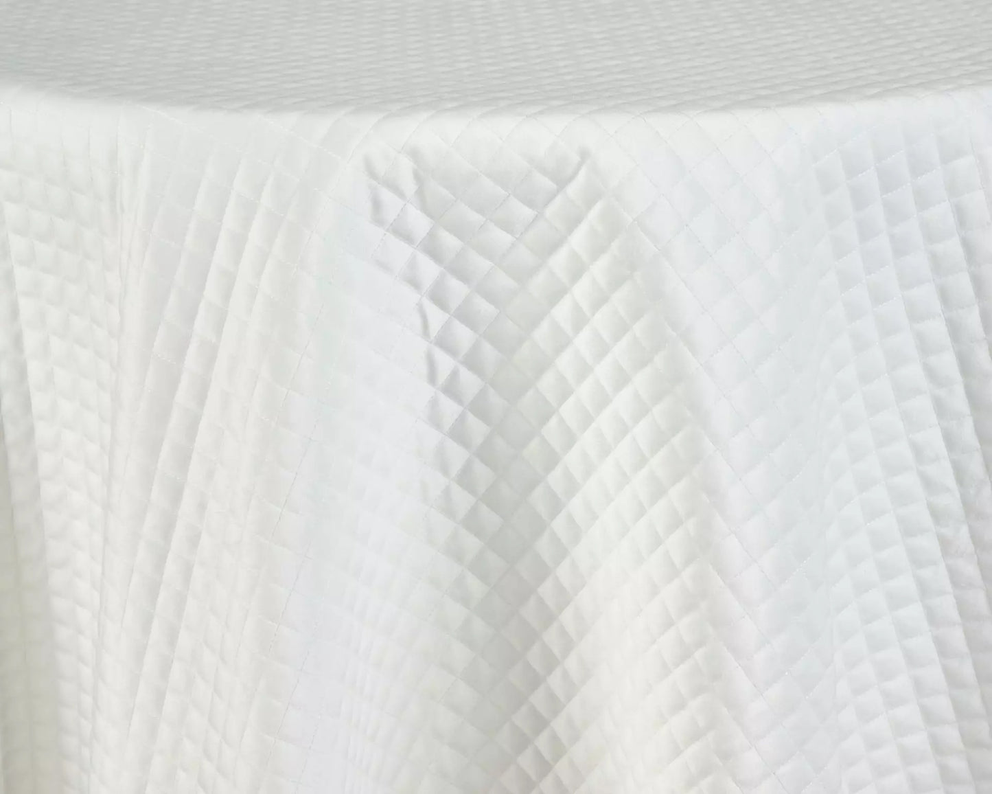 White Quilted Velvet Tablecloth – Waffle Texture Luxe Linen