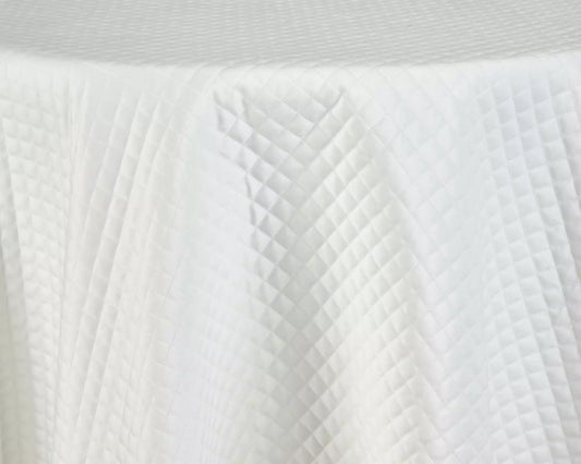 White Quilted Velvet Tablecloth – Waffle Texture Luxe Linen