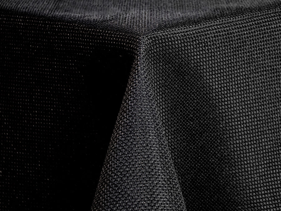 Black Rattan Tablecloth – Textured Polyester Linen for Upscale Events