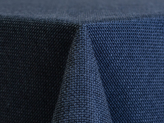 Navy Rattan Tablecloth – Deep Blue Textured Polyester Linen for Events