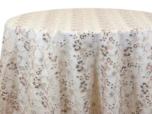 Champagne Wildflower Tablecloth – Embroidered Floral Linen